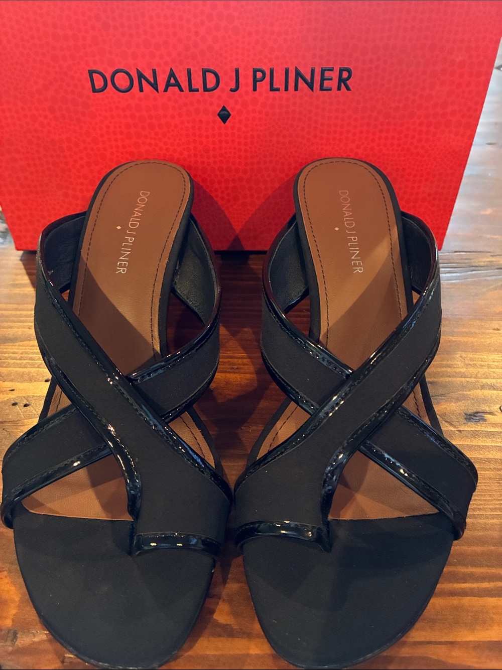 Donald J Pliner Black Crisscross Slip-On Sandals